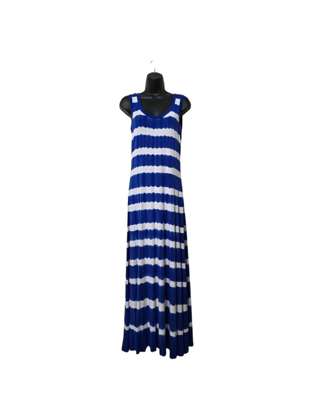 Calvin Klein Blue Striped Tie Dye Jersey Knit Maxi Dress Sz 4